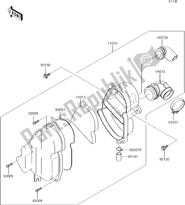 Alle onderdelen voor de 3 Air Cleaner van de Kawasaki KLX 110 2018