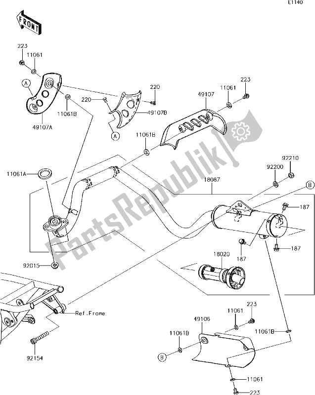 Tutte le parti per il 4 Muffler(s) del Kawasaki KLX 110 2018