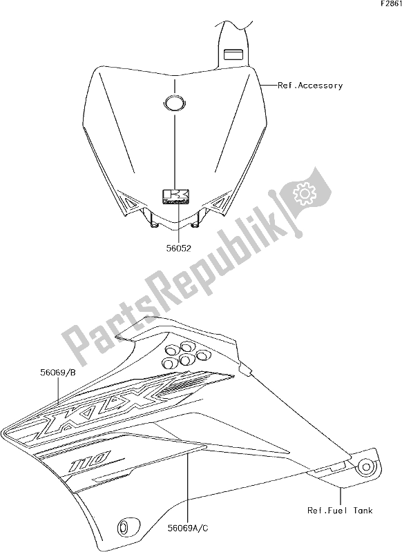 All parts for the 40 Decals(cff) of the Kawasaki KLX 110 2018