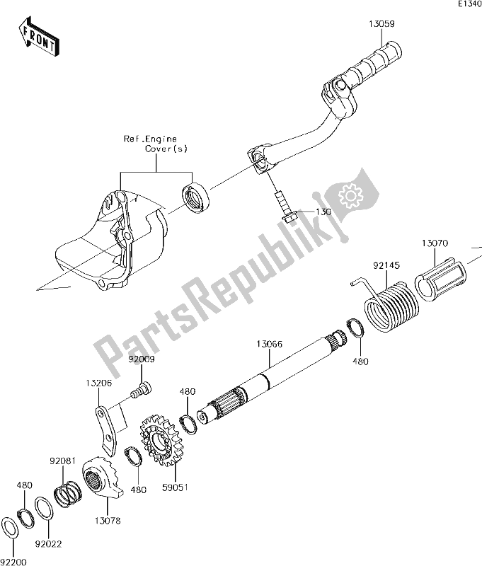 Tutte le parti per il 8 Kickstarter Mechanism del Kawasaki KLX 110 2018