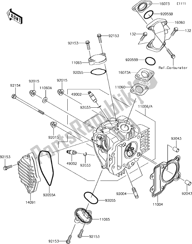 All parts for the 1 Cylinder Head of the Kawasaki KLX 110 2019