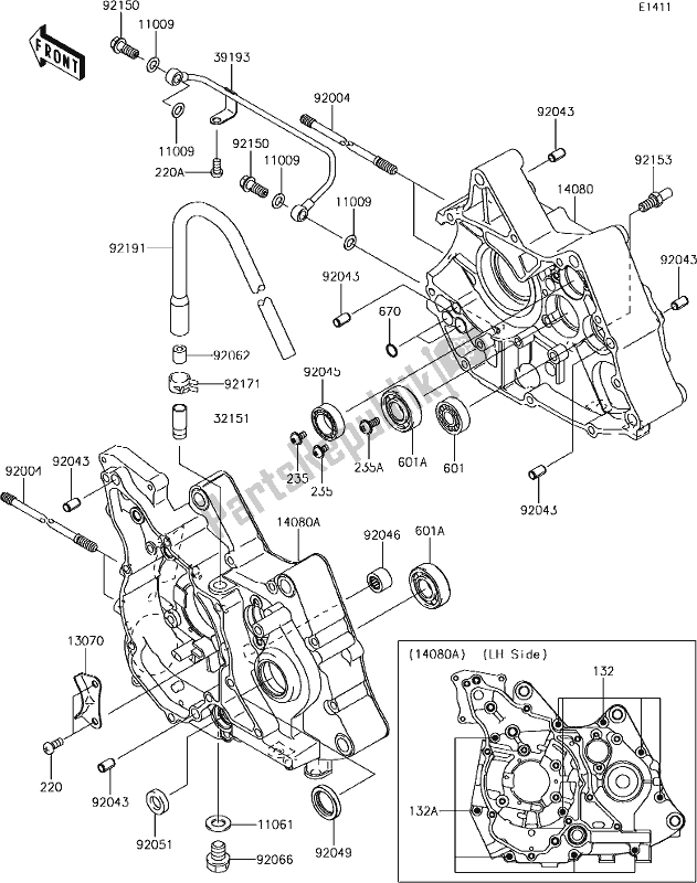 All parts for the 13 Crankcase of the Kawasaki KLX 110 2019