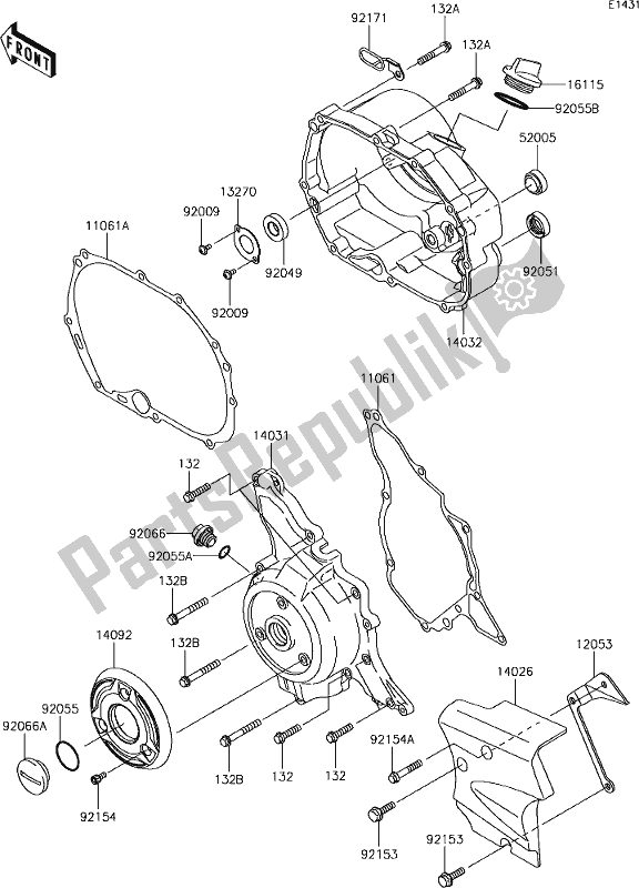 Alle onderdelen voor de 14 Engine Cover(s) van de Kawasaki KLX 110 2019