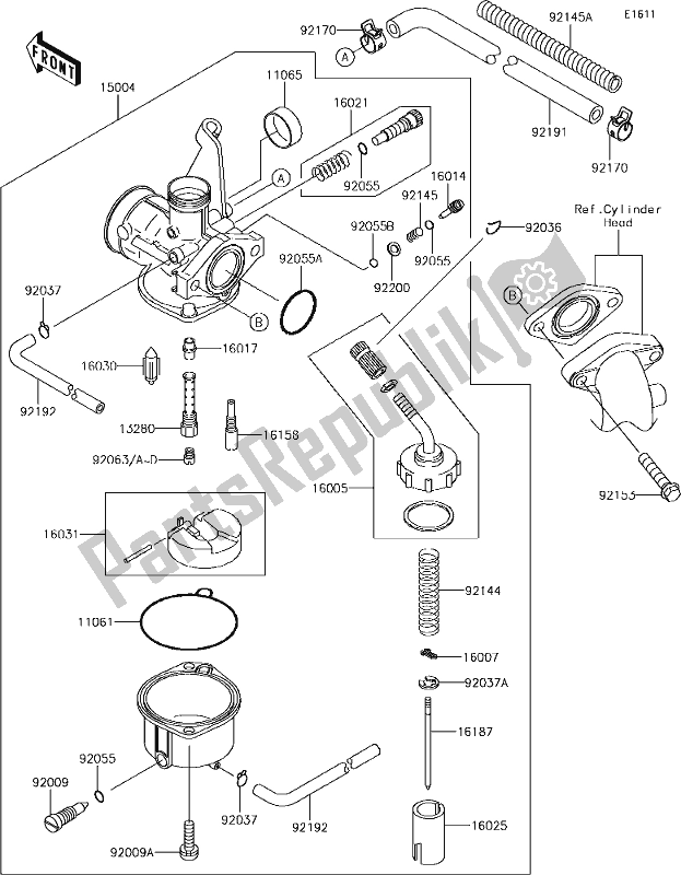 Alle onderdelen voor de 15 Carburetor van de Kawasaki KLX 110 2019