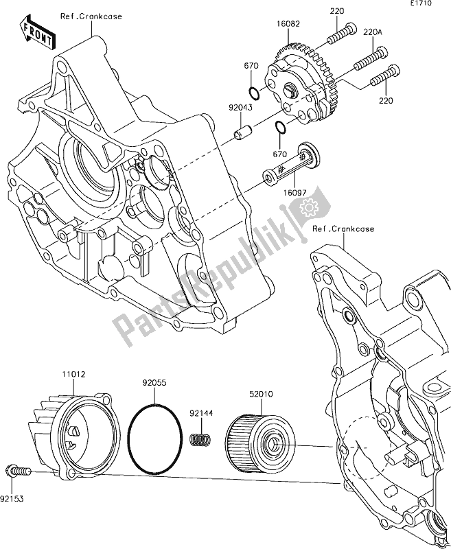 All parts for the 16 Oil Pump of the Kawasaki KLX 110 2019