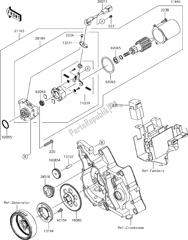 All parts for the 19 Starter Motor of the Kawasaki KLX 110 2019