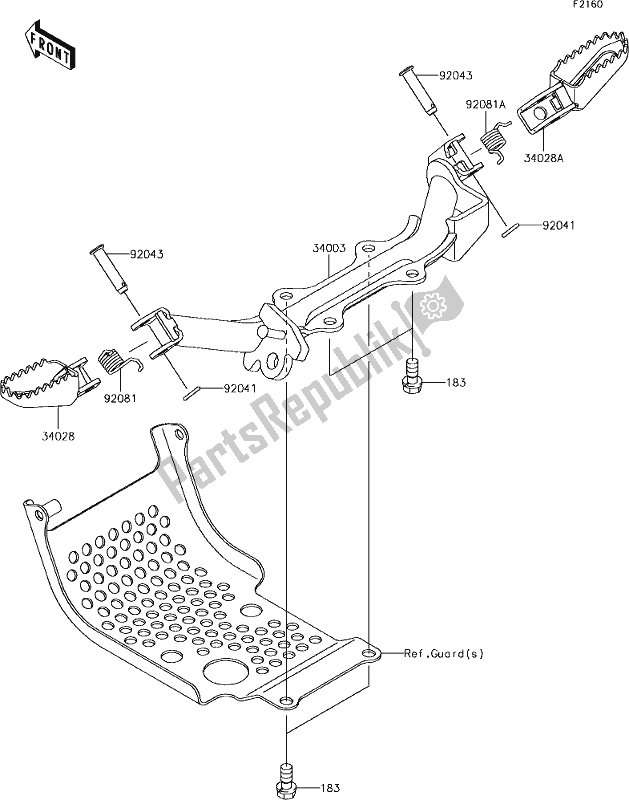 All parts for the 24 Footrests of the Kawasaki KLX 110 2019