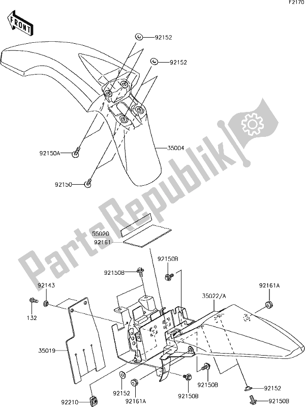 Alle onderdelen voor de 25 Fenders van de Kawasaki KLX 110 2019