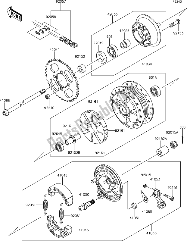 All parts for the 29 Rear Hub of the Kawasaki KLX 110 2019