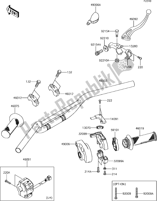 All parts for the 31 Handlebar of the Kawasaki KLX 110 2019