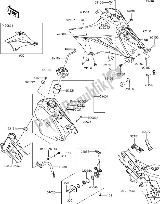 Alle onderdelen voor de 33 Fuel Tank van de Kawasaki KLX 110 2019