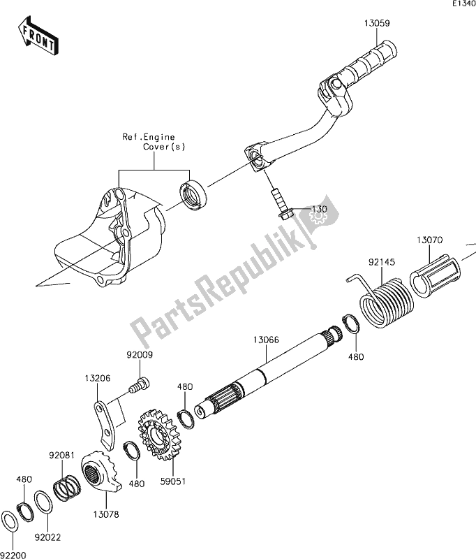 Toutes les pièces pour le 8 Kickstarter Mechanism du Kawasaki KLX 110 2019