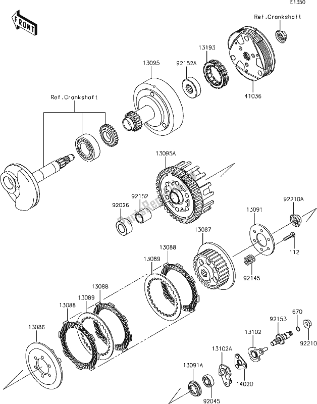 All parts for the 9 Clutch of the Kawasaki KLX 110 2019