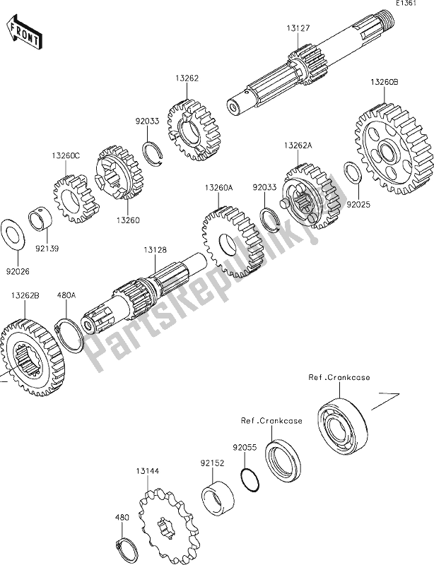 Alle onderdelen voor de 10 Transmission van de Kawasaki KLX 110 2020