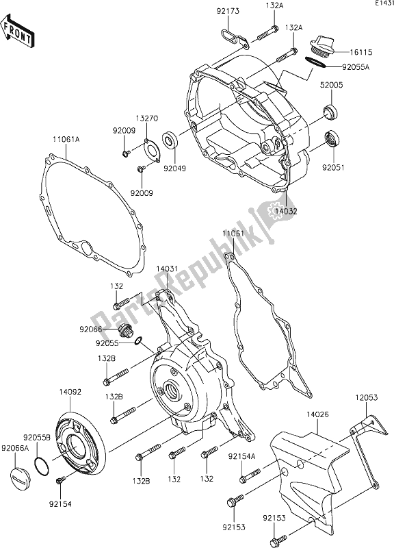 Wszystkie części do 14 Engine Cover(s) Kawasaki KLX 110 2020