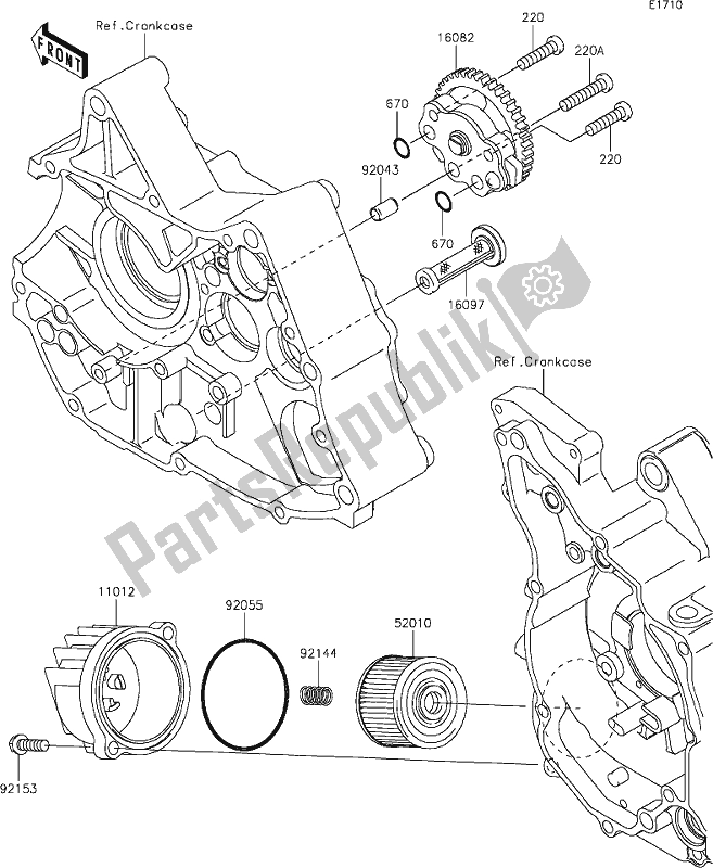 Wszystkie części do 16 Oil Pump Kawasaki KLX 110 2020