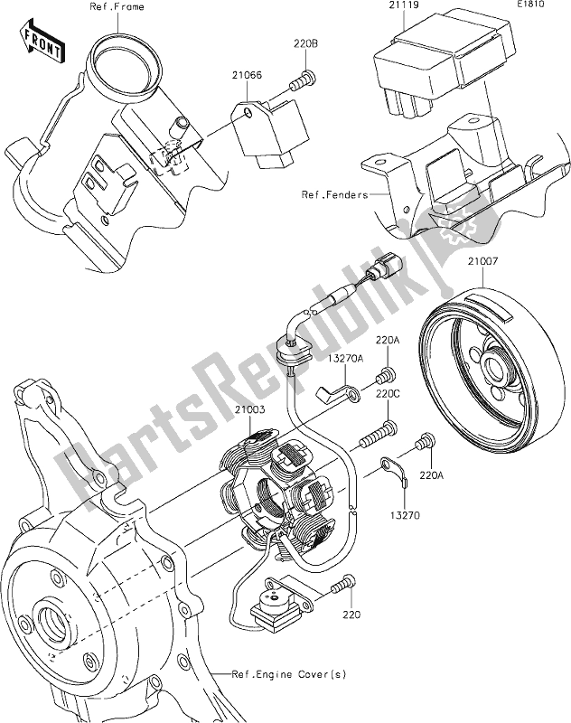 Alle onderdelen voor de 17 Generator van de Kawasaki KLX 110 2020