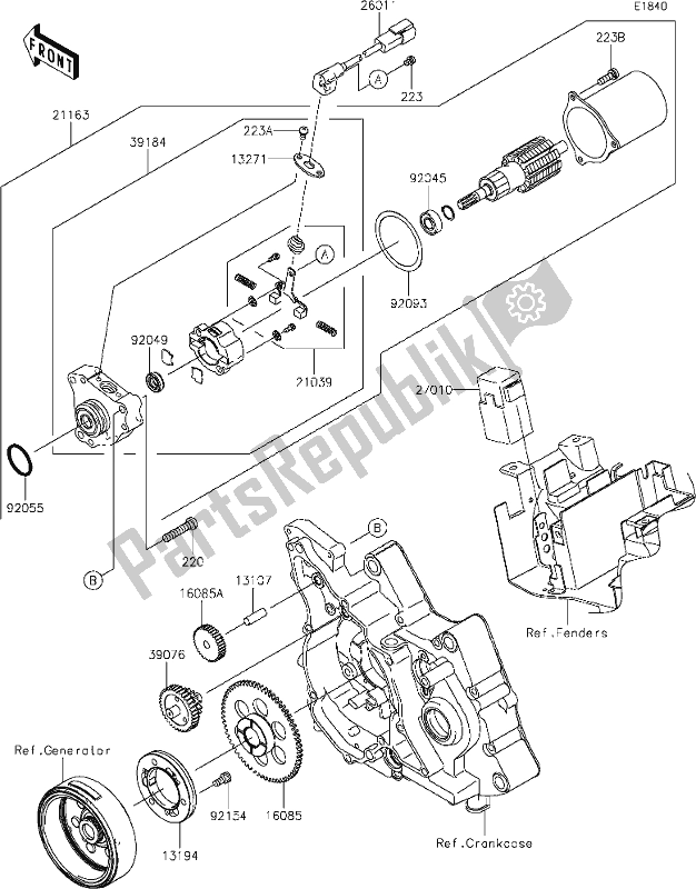 Wszystkie części do 19 Starter Motor Kawasaki KLX 110 2020