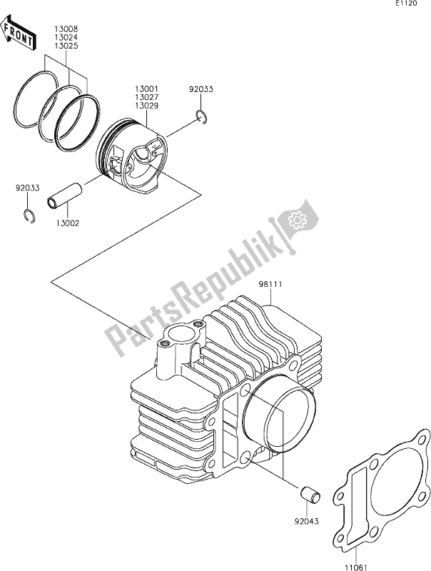 Wszystkie części do 2 Cylinder/piston(s) Kawasaki KLX 110 2020