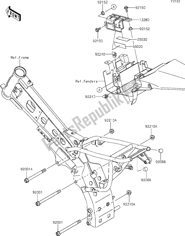 Alle onderdelen voor de 21 Engine Mount van de Kawasaki KLX 110 2020