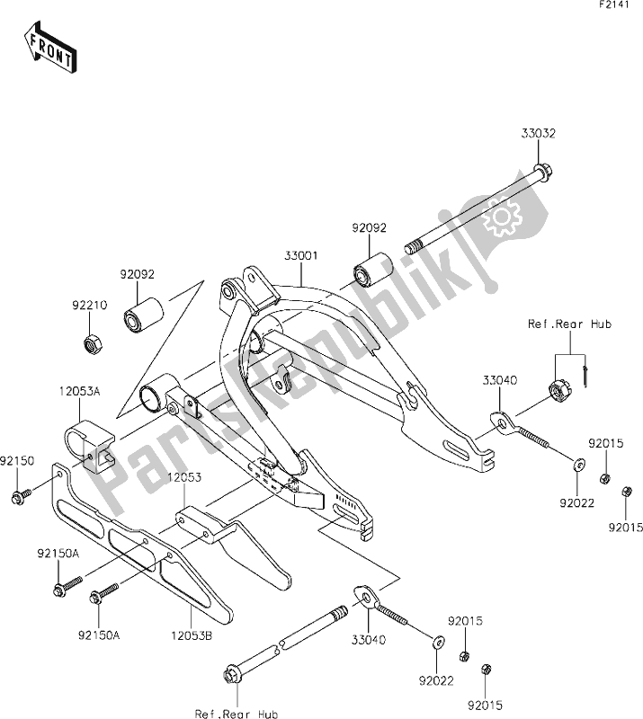 Wszystkie części do 22 Swingarm Kawasaki KLX 110 2020