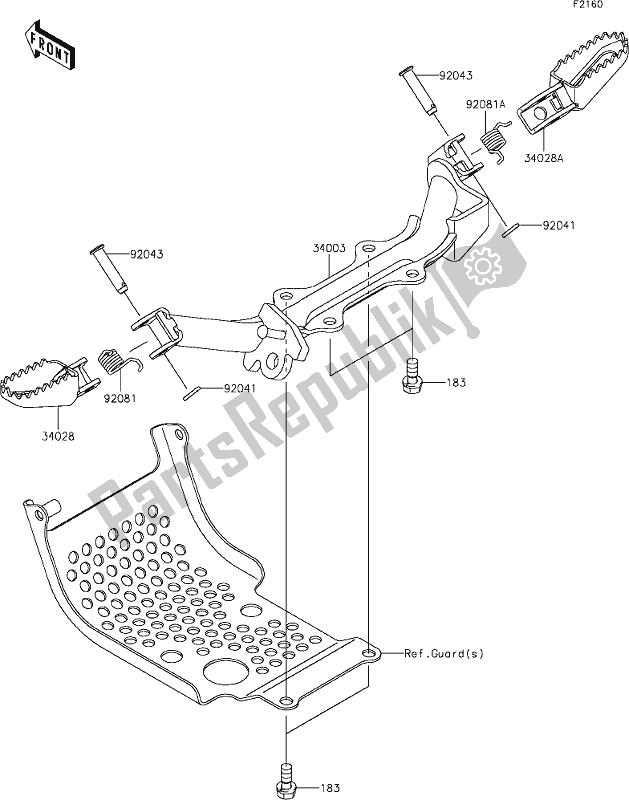 Wszystkie części do 24 Footrests Kawasaki KLX 110 2020