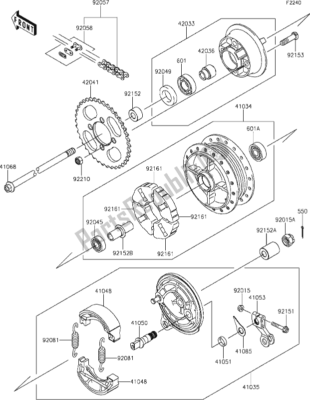 Todas as partes de 29 Rear Hub do Kawasaki KLX 110 2020