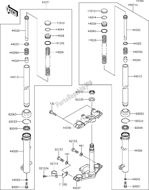 All parts for the 32 Front Fork of the Kawasaki KLX 110 2020