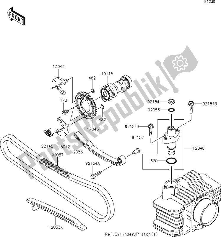 Wszystkie części do 6 Camshaft(s)/tensioner Kawasaki KLX 110 2020