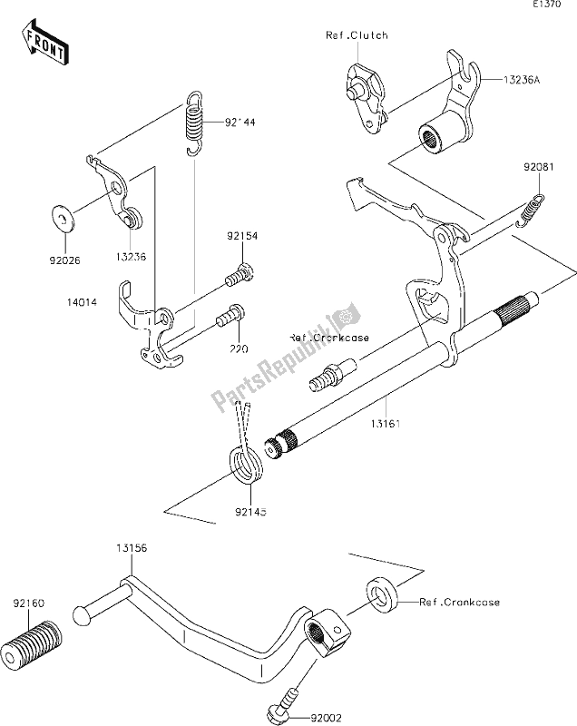 Alle onderdelen voor de 12 Gear Change Mechanism van de Kawasaki KLX 110 2021