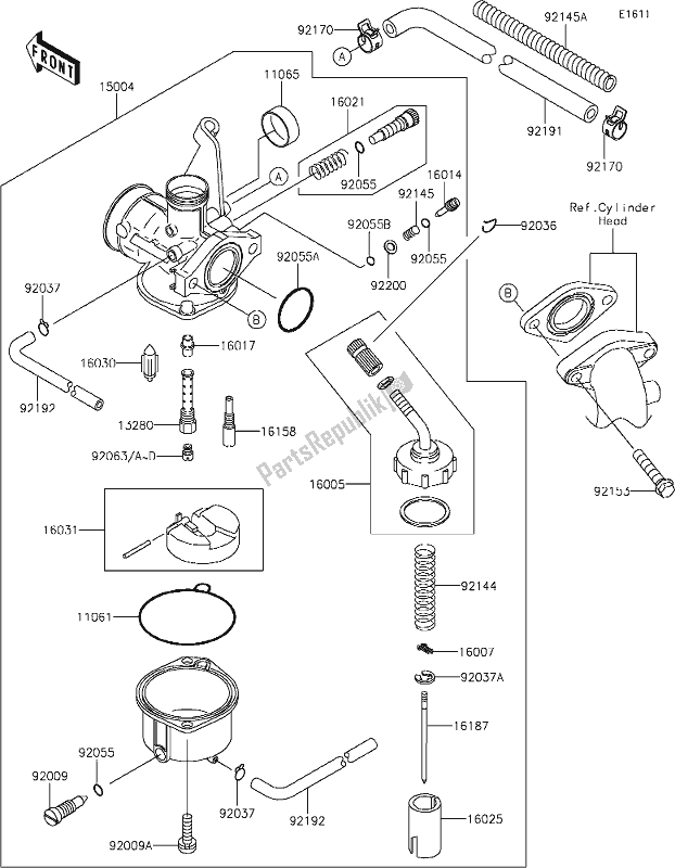 Alle onderdelen voor de 15 Carburetor van de Kawasaki KLX 110 2021