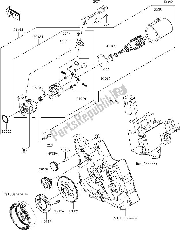 Wszystkie części do 19 Starter Motor Kawasaki KLX 110 2021