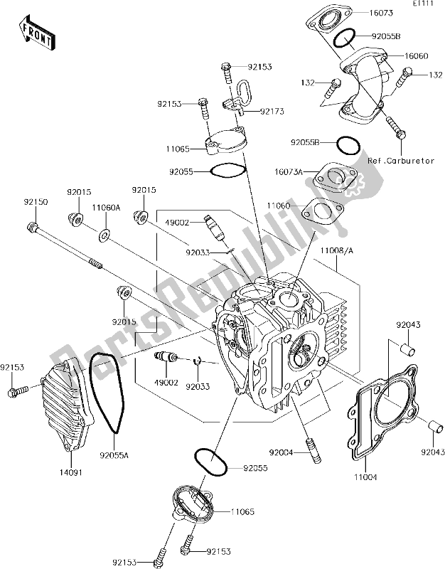 Tutte le parti per il 1 Cylinder Head del Kawasaki KLX 110L 2017