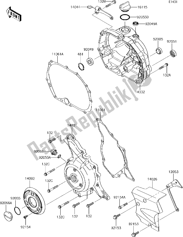 Alle onderdelen voor de 14 Engine Cover(s) van de Kawasaki KLX 110L 2017