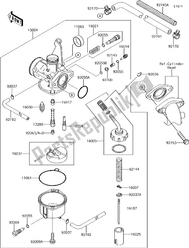 Alle onderdelen voor de 15 Carburetor van de Kawasaki KLX 110L 2017