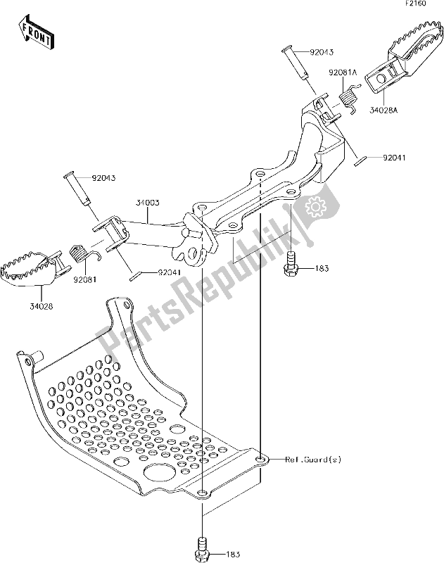 All parts for the 24 Footrests of the Kawasaki KLX 110L 2017