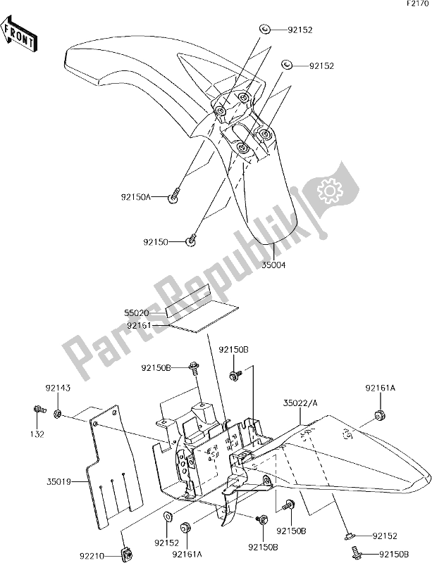 Tutte le parti per il 25 Fenders del Kawasaki KLX 110L 2017