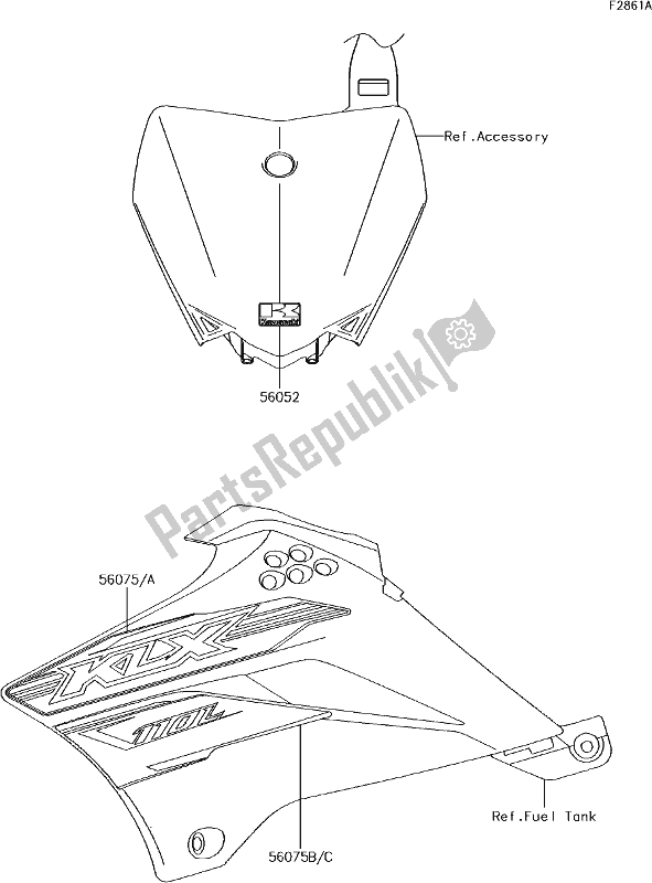 Alle onderdelen voor de 41 Decals(dgf) van de Kawasaki KLX 110L 2017