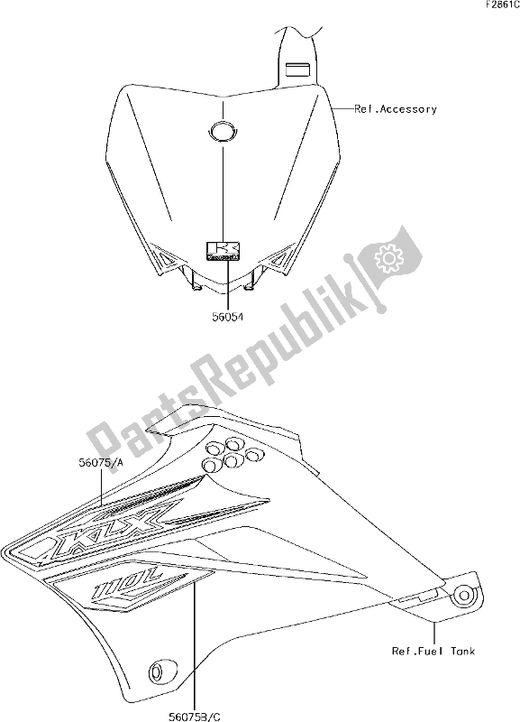 All parts for the 43 Decals(djf) of the Kawasaki KLX 110L 2017