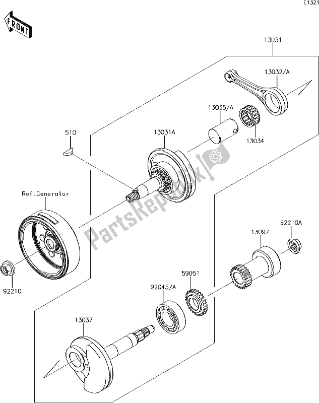 Tutte le parti per il 7 Crankshaft del Kawasaki KLX 110L 2017