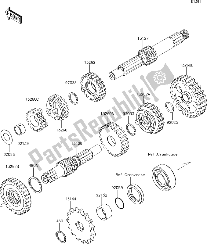 All parts for the 10 Transmission of the Kawasaki KLX 110L 2018