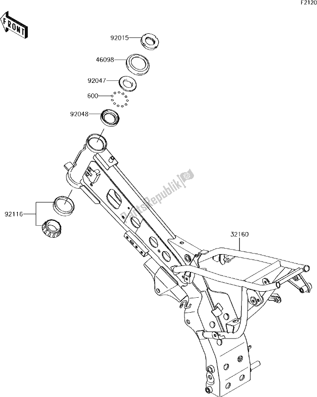 Todas as partes de 20 Frame do Kawasaki KLX 110L 2018