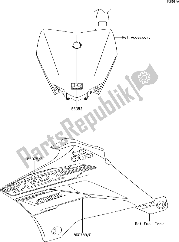 Tutte le parti per il 41 Decals(dgf) del Kawasaki KLX 110L 2018