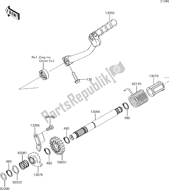 Tutte le parti per il 8 Kickstarter Mechanism del Kawasaki KLX 110L 2018