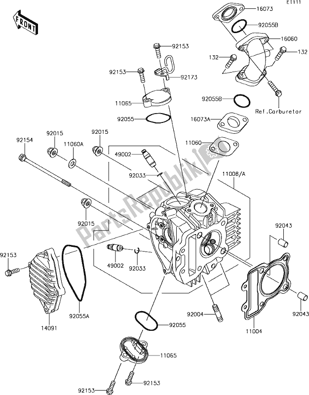 Toutes les pièces pour le 1 Cylinder Head du Kawasaki KLX 110L 2019