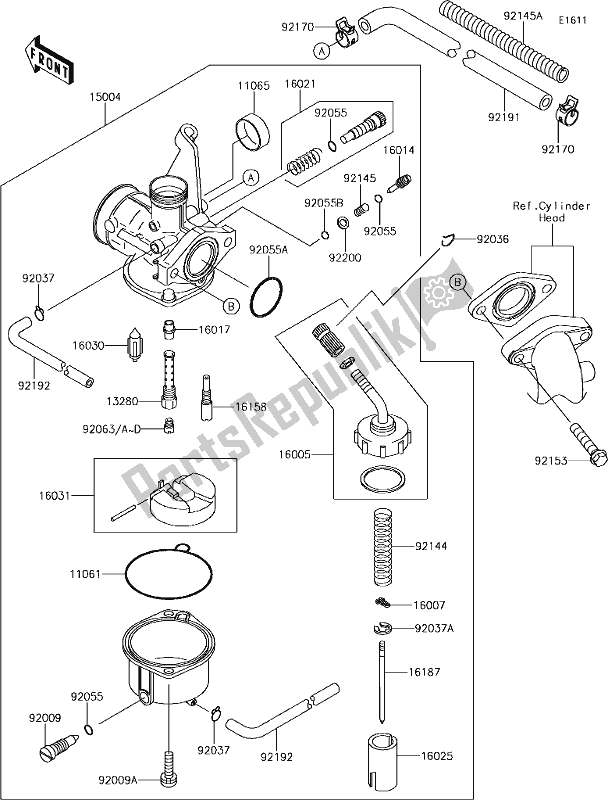 Wszystkie części do 15 Carburetor Kawasaki KLX 110L 2019