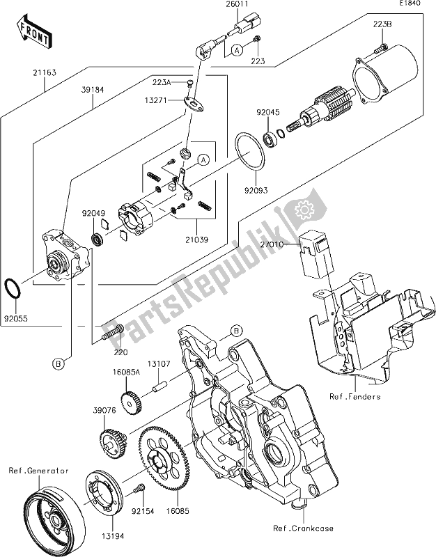 Alle onderdelen voor de 19 Starter Motor van de Kawasaki KLX 110L 2019