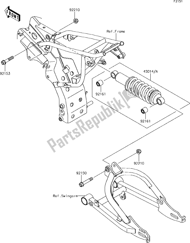 Wszystkie części do 23 Suspension/shock Absorber Kawasaki KLX 110L 2019