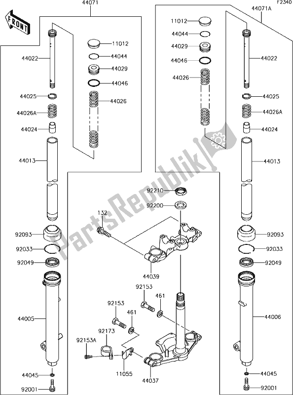 Todas las partes para 32 Front Fork de Kawasaki KLX 110L 2019