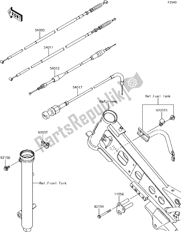 Alle onderdelen voor de 34 Cables van de Kawasaki KLX 110L 2019